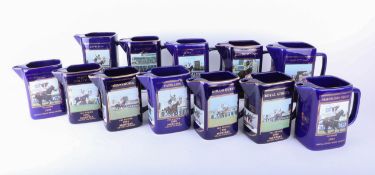 Collection of twelve limited edition Martell Grand National Winners pub jugs by Seton pottery