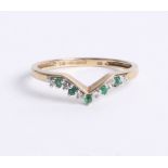 A 9ct emerald and diamond qvc wishbone ring.