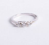 An 18ct white gold and diamond trilogy ring approx 0.50ct, size M.