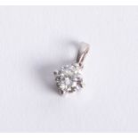 An 18ct white gold and diamond pendant approx 0.50ct.