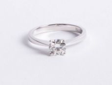 An 18ct white gold and diamond solitaire ring approx 0.70ct, size M.