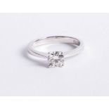 An 18ct white gold and diamond solitaire ring approx 0.70ct, size M.