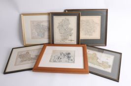 Disney print, five various vintage maps including Devonshire, Berkshire etc.