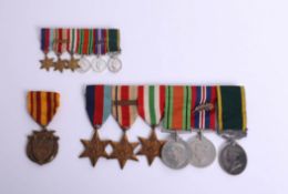 Six WWII medals awarded to D.H.Derbyshire 7597435 with miniature's including George VI territorial