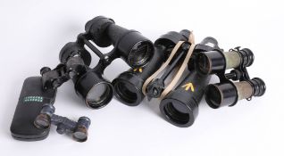 Five various binoculars including Barr & Stroud military set etc.