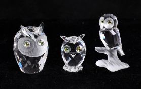 Swarovski Crystal, three owls.