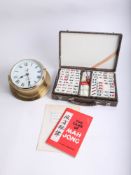 Modern Westclox ships clock and a cased Mah Jong set.