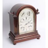 A mahogany bracket clock with three dials, marked Robert Jones & Sons, Liverpool, height 36cm.