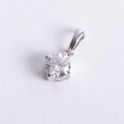 An 18ct white gold and diamond set pendant, approx 0.60ct.