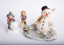Hummel, 'Frosty Friends' collectors set with Steiff Snowman, model 1448, boxed.
