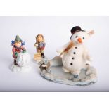 Hummel, 'Frosty Friends' collectors set with Steiff Snowman, model 1448, boxed.