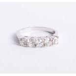 An 18ct white gold and diamond five stone ring approx 1.00ct, size O.