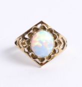 A 9ct gold and opal ring.