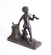 A striker, model in a form of 'Pan' bronze effect, height 19cm.