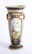 Noritake porcelain vase decorated with gilt work and flowers, height 24cm.