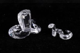Swarovski Crystal, two snakes including a cobra. (2)