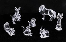 Swarovski Crystal, collection of animals including a cat, a monkey, and ant-eater etc. (7)