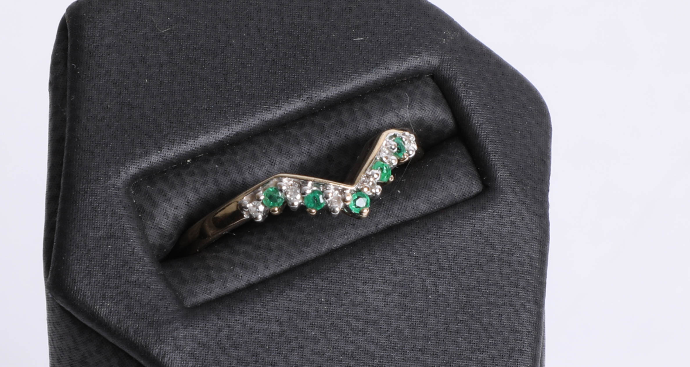 A 9ct emerald and diamond qvc wishbone ring. - Image 2 of 2