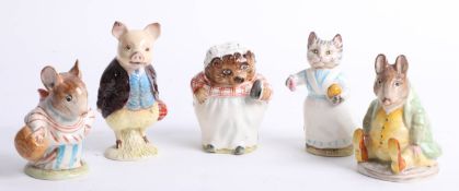 Beatrix Potter, five Beswick figures.