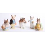 Beatrix Potter, five Beswick figures.