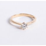 An 18ct gold and diamond solitaire ring approx 0.50ct, size M.