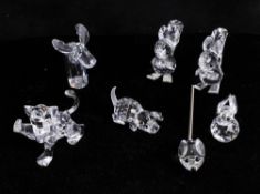 Swarovski Crystal, collection of animals including squirrels, a moose and a lion cub. (7)