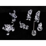 Swarovski Crystal, collection of animals including squirrels, a moose and a lion cub. (7)