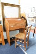 Childs tambour front desk and chair.