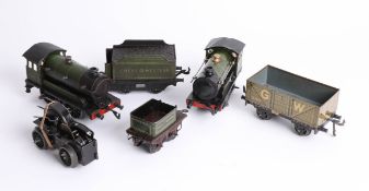 Vintage Tinplate Toy Trains - ‘Bing for Bassett-Lowke Gauge 0’ six items in good to excellent