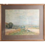 T.S. Sisley, print of a countryside scene, framed and glazed, 45cm x 60cm.