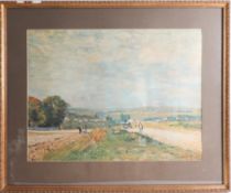 T.S. Sisley, print of a countryside scene, framed and glazed, 45cm x 60cm.