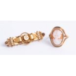 A 9ct gold cameo ring and a 15ct gold brooch, total weight approx. 9.7g.