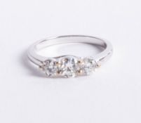 An 18ct white gold and diamond trilogy ring, approx 1.00ct, size M.