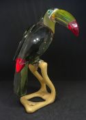 Swarovski Crystal, ' Black Diamond Toucan', condition as new, on a maple wood stand, complete with