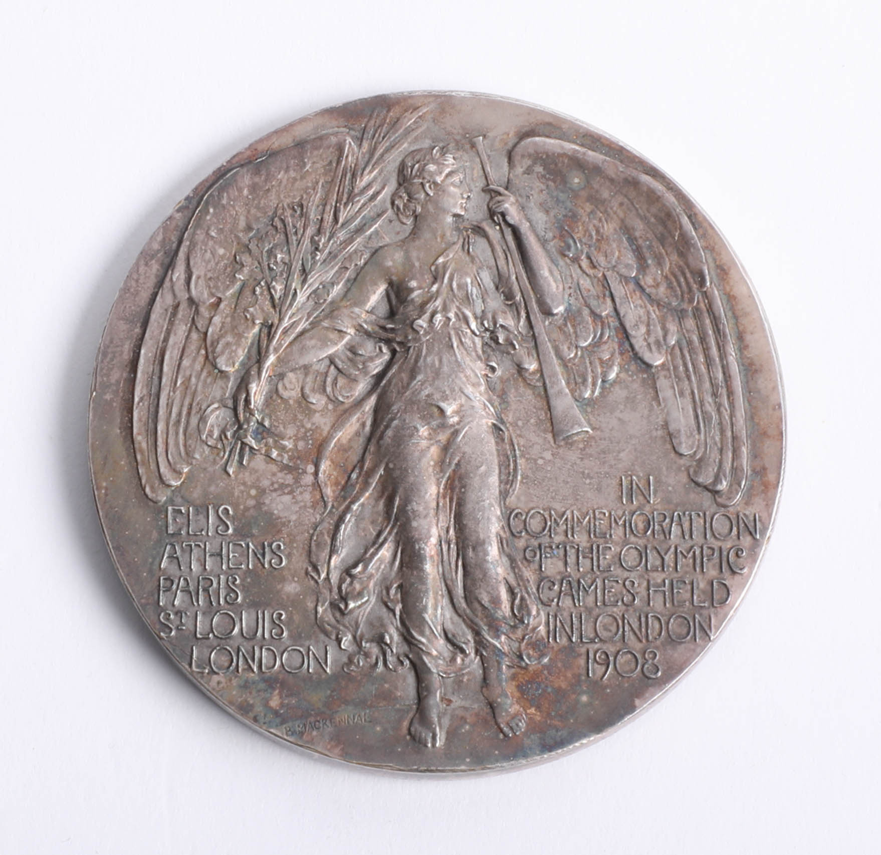 A London Olympics 1908 Judge`s commemorative medal by P. Vaughton, the obverse depicting 'Flame' - Image 3 of 4