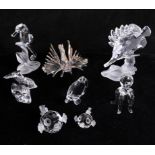 Swarovski Crystal, sea life figures including a lionfish, a dolphin etc. (8)