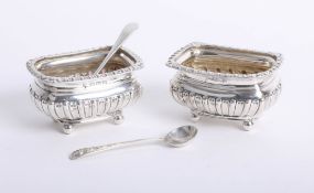 Pair of Victorian silver salts with spoons, Chester.