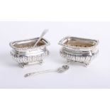 Pair of Victorian silver salts with spoons, Chester.