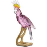 Swarovski Crystal, Paradise Birds 'Cockatoo Red', condition as new, on a maple wood stand,