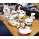 Collection of Royal Albert Old Country Roses tea wares including vases, candlesticks etc.