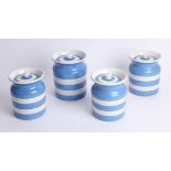 Four Cornish ware storage jars,15cm & 17cm high (4).