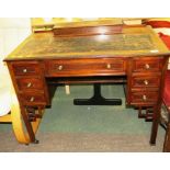 MAHOGANY KNEEHOLE DESK WITH SEVEN DRAWERS AND WRITING COMPARTMENT TO TOP