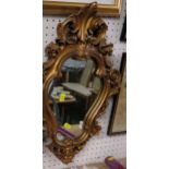 CARTOUCHE SHAPE WALL MIRROR IN GILT GESSO FRAME