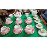 ROYAL ALBERT 'LADY CARLYLE' SIX SETTING TEA SERVICE TOGETHER WITH A FLORALLY DECORATED BRISTOL