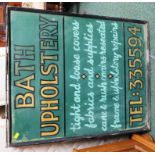 FRAMED ADVERTISING BOARD SIGN 'BATH UPHOLSTERY'