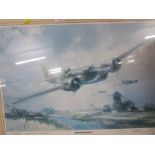 FRAMED AND GLAZED PRINT 'A BLENHEIM WILL FLY AGAIN' WITH SIGNATURES OF FLIGHT CREW