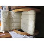 BENTWOOD ARMCHAIR WITH CREAM LEATHER EFFECT COVERS