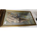 FRAMED AND GLAZED PASTEL PICTURE OF NUDE AND MOUNTED WATERCOLOUR OF FEMALE NUDE