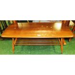 ERCOL LIGHT ELM RECTANGULAR COFFEE TABLE WITH STRETCHED UNDER TIER A/F