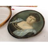 AN OVAL MINIATURE PORTRAIT OF WOMAN WITH GILT INITIALS JC, HOLOGRAPH INSCRIPTION TO THE REVERSE 'MRS